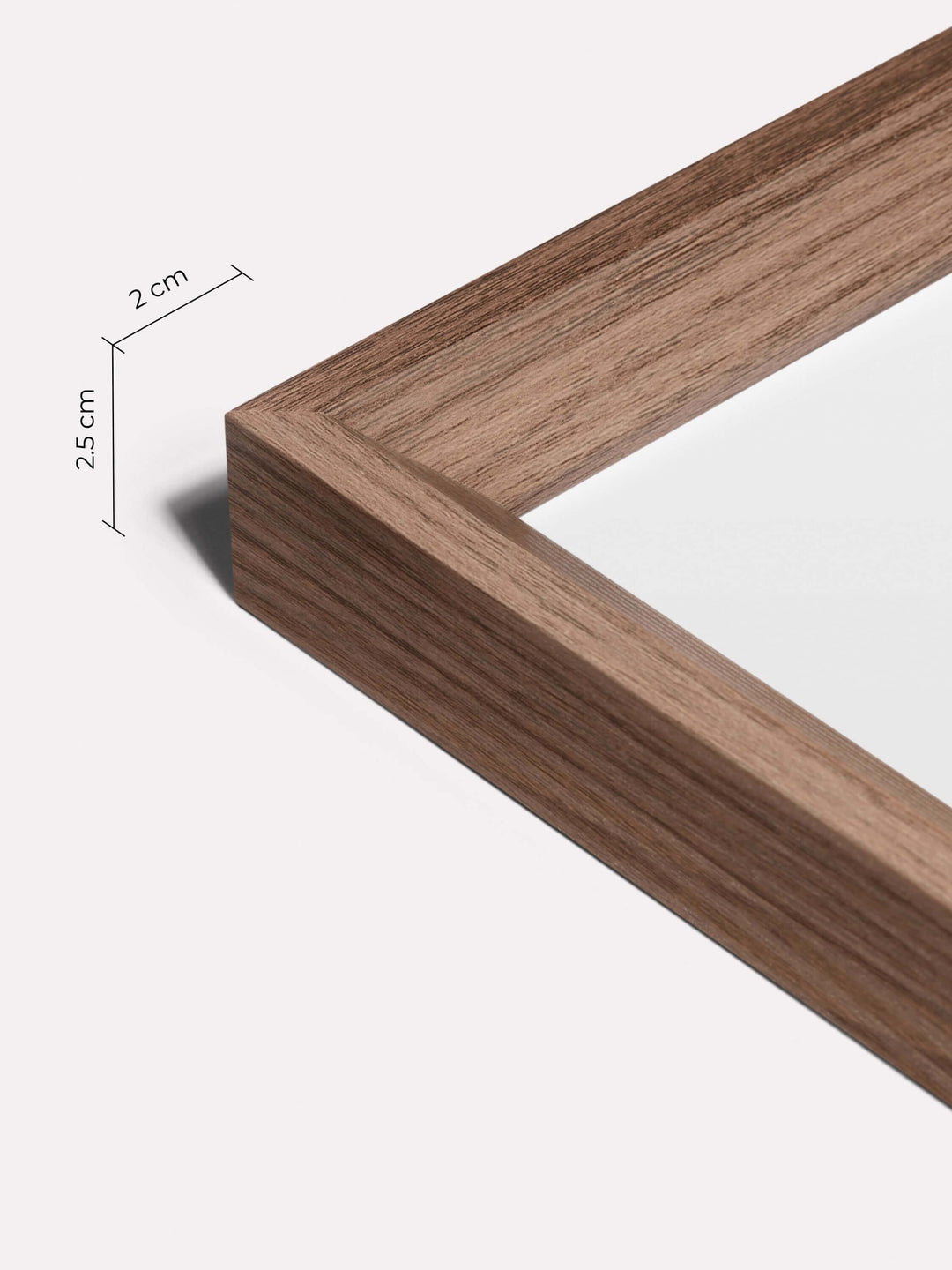 Bevelled Frame, Walnut, A3 - Close-up view